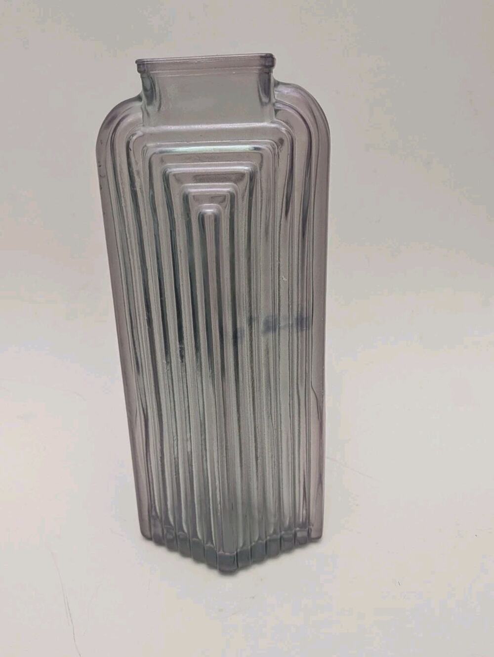 Art Deco Skyscraper Vase Lavender Iridescent Spanish Recycled Glass Gaudi 12.5"
